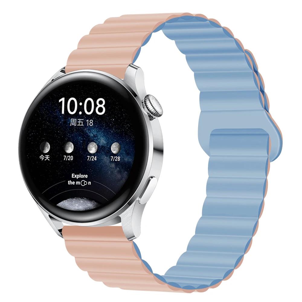 Силиконовый ремешок с магнитной петлей для Samsung Galaxy watch 6 5 pro 4 Classic active 2-звенный браслет huawei GT 2-2e 3-4 ремешок 20 мм 22 мм