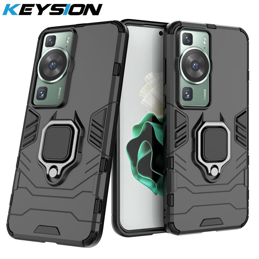 KEYSION Противоударный защитный чехол для Huawei P60 Pro P60 Art Silicone + PC Ring Stand, чехол для телефона для Huawei Nova 11 Pro 11i 10 SE