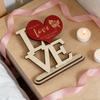 Valentine's Day Love Table Sign with Base Farmhouse Rustic Wooden Love Letter Ornament Anniversary Wedding Party Tabletop