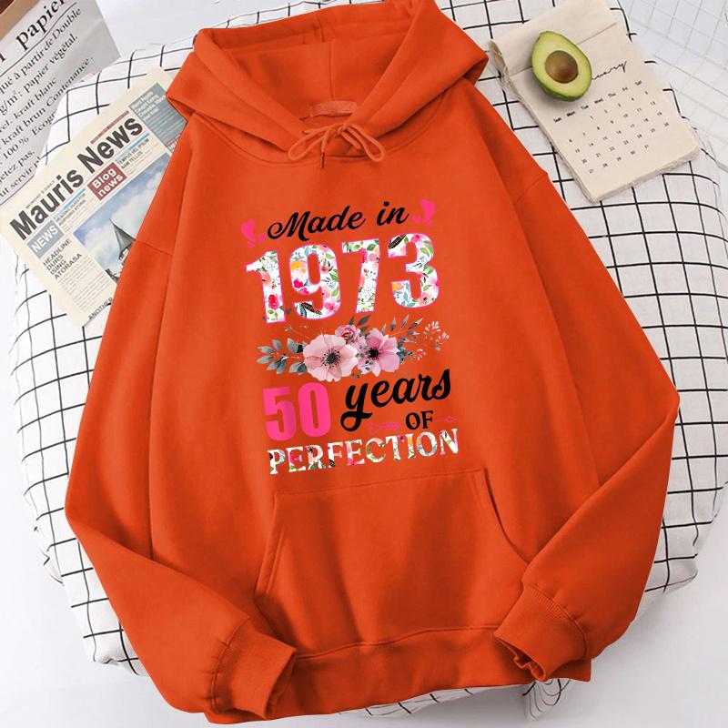 (Unisex Hoodie)Модный осенне-зимний свитер 1973 года с принтом «50 лет совершенства» унисекс и женский пуловер
