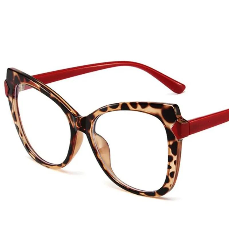 2024 Luxury Brand Oversized Cat Eye Reading Glasses Women Vintage Eyeglasses TR90 Computer Blue Protection Glasses Leopard Red