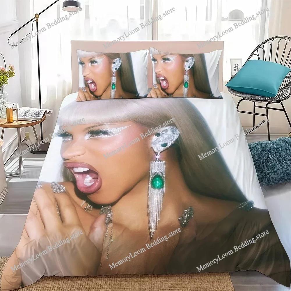 Пододеяльник с наволочками Singer C-Cardi B Am I the Drama Домашний стиль Постельное белье Мягкий Стирка Хлопок Кровать Студенческое общежитие Подарок Домашний текстиль