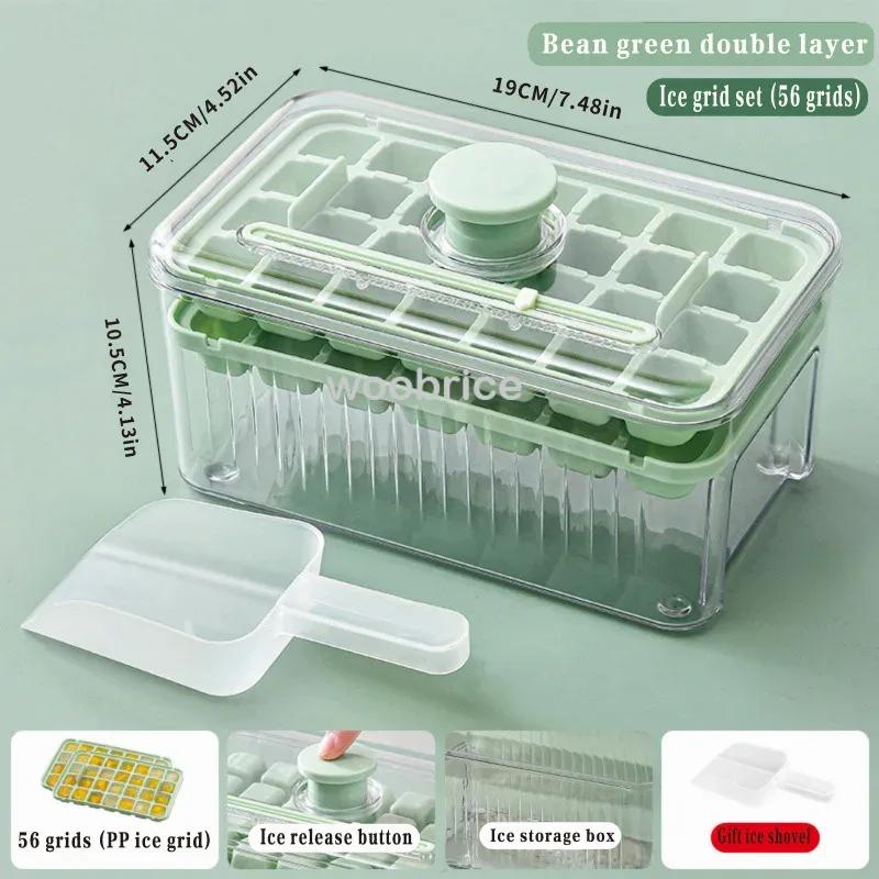 56-сеточный лоток для льда с крышкой и прессом для контейнера, силиконовая форма для кубиков льда, коробка для приготовления льда для бара, гаджет для кухни, аксессуары