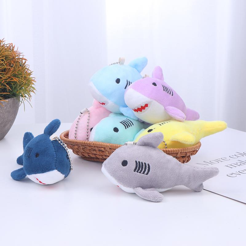 Cute Cartoon Stuffed Plush Shark Pendant Key Chain Ring Doll Toys For Kids Gifts