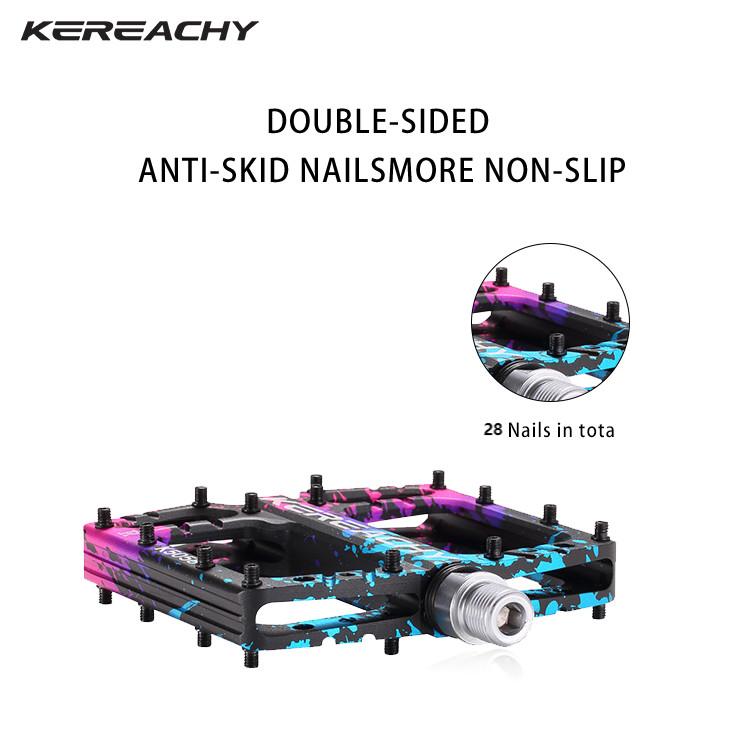 KEREACHY Multi-color Mountain Bike Wide Pedal Aluminum Alloy Non-slip Pedal 3 Bearing Bicycle Pedal Parts