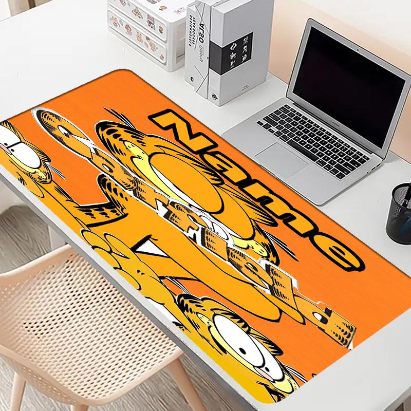Custom Name Personalized Garfield Pattern Mousepad, Laptop PC Desk Mat, Decorative Desk Mat for Home Keyboard Pad Gift