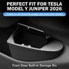 UBLM4 Встроенный органайзер для хранения в передней двери для Tesla Model Y Juniper 2025 2026 Автомобильное мусорное ведро с крышкой, открывающейся нажатием, ABS-органайзер для двери