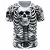 Men's Summer Boutique Skeleton Elements Pattern Short Sleeve Fashion Trend Pattern T-Shirt Men's Casual Comfort Quick Drying Top