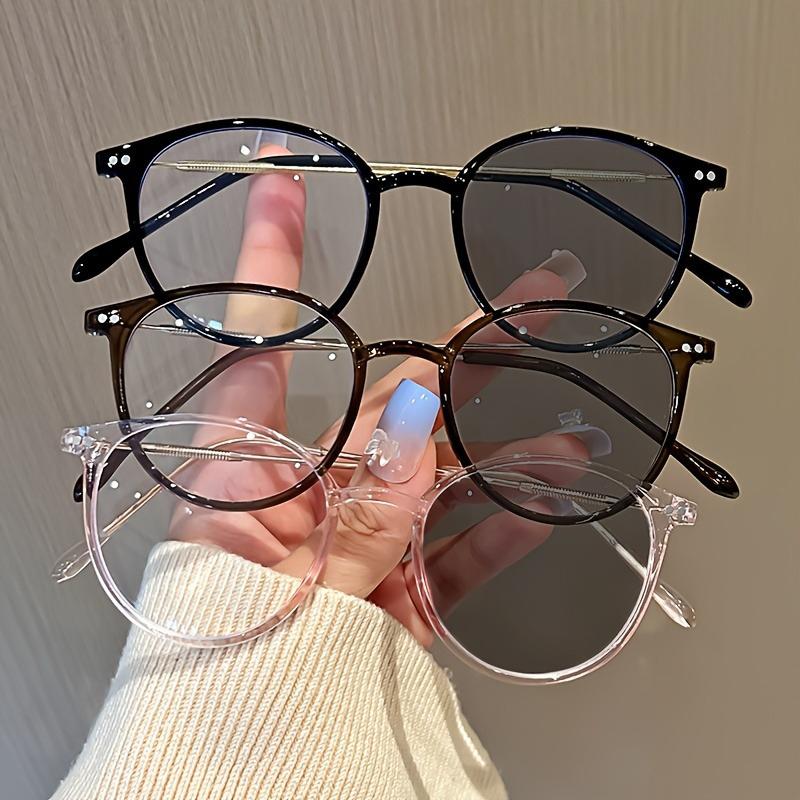 Women'S Fashion Photochromic Myopia Glasses Unisex Ultralight Anti-Uv Near Sight Eyeglasses Men Ladies Vintage Round Eyewear