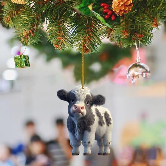 Милый мультяшный хайлендский коровий автомобильный кулон, акриловый художественный ремесленный орнамент, прекрасный автомобиль, зеркало заднего вида, украшение для дома, Рождественская елка, подвесное украшение, подарок