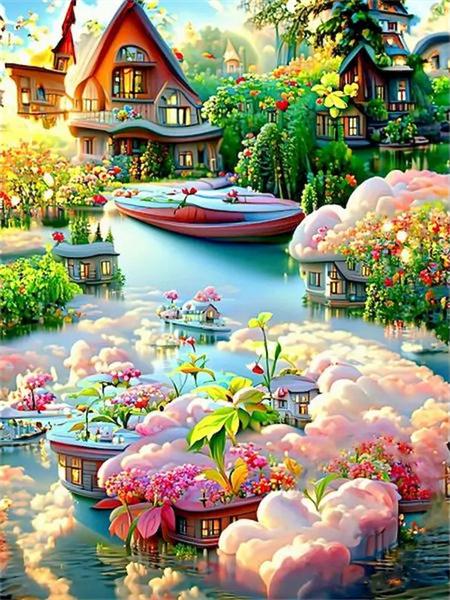 Набор для алмазной живописи «Цветочная фантазия» Полный квадратный круглый вышитый мозаичный дом Пейзаж Домашний декор