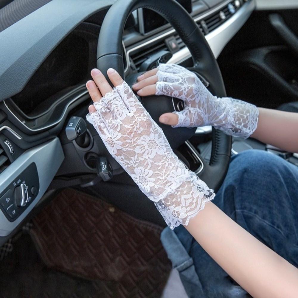 Thin Sun Protection Gloves Solid Color Driving Gloves Summer Lace Gloves Bride Accessories