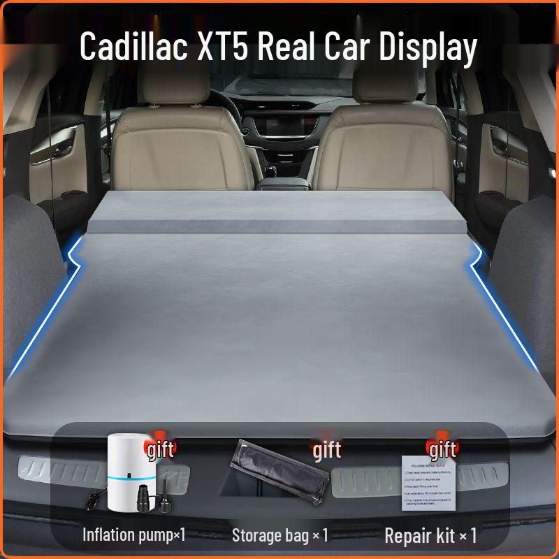 Cadillac XT5 Trunk Bed: No-Inflate Car Travel Mattress for Rear Seating.