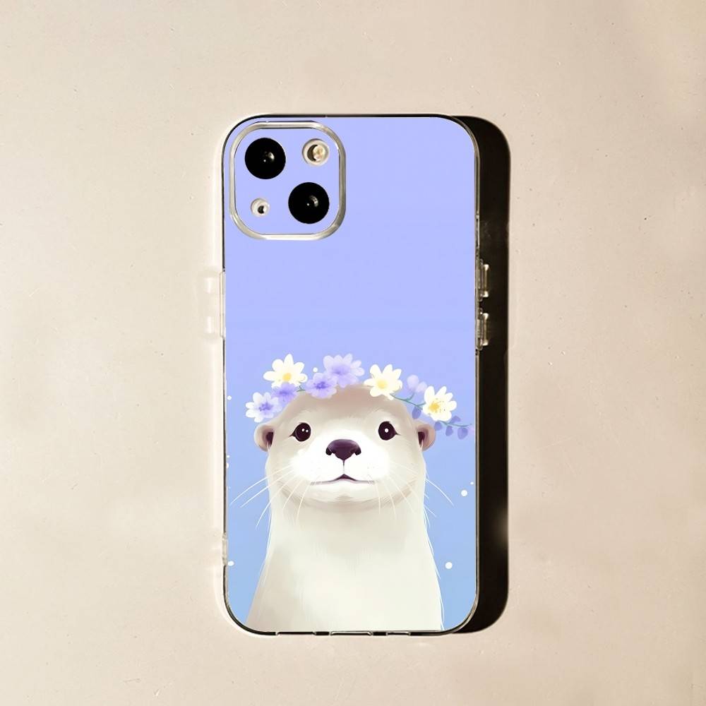 Чехол для телефона с принтом животных Морская выдра Для iPhone 17,16,15,14,13,12,11 Pro,Max,Plus,X,XS,XR,SE4,E Mini Прозрачный Мягкий