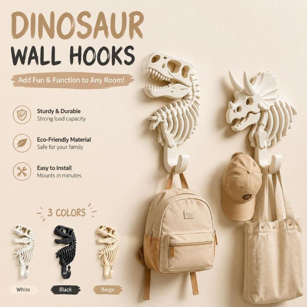 2Pcs Space-Saving Wall Mounted Hooks Strong Adhesive Plastic Coat Hooks For Kids Room