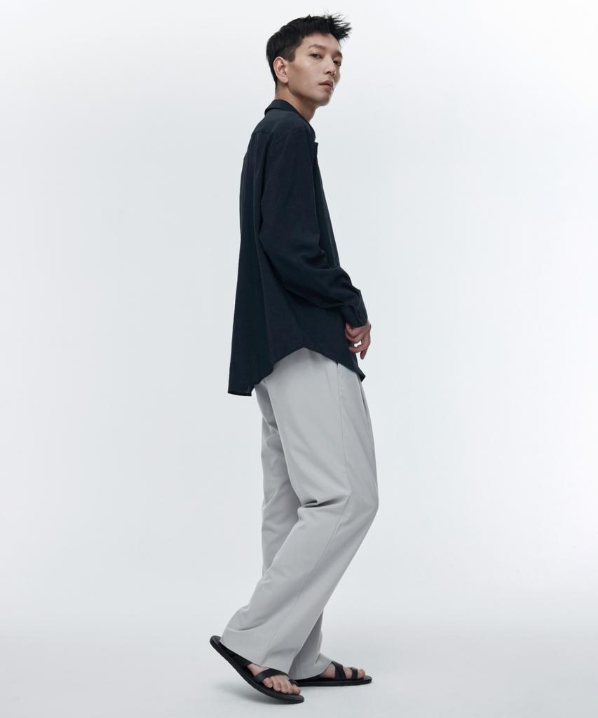 MUSINSA STANDARD [Cooltandard] One-Pleat Wide Elastic Waist Slacks [Light Gray]