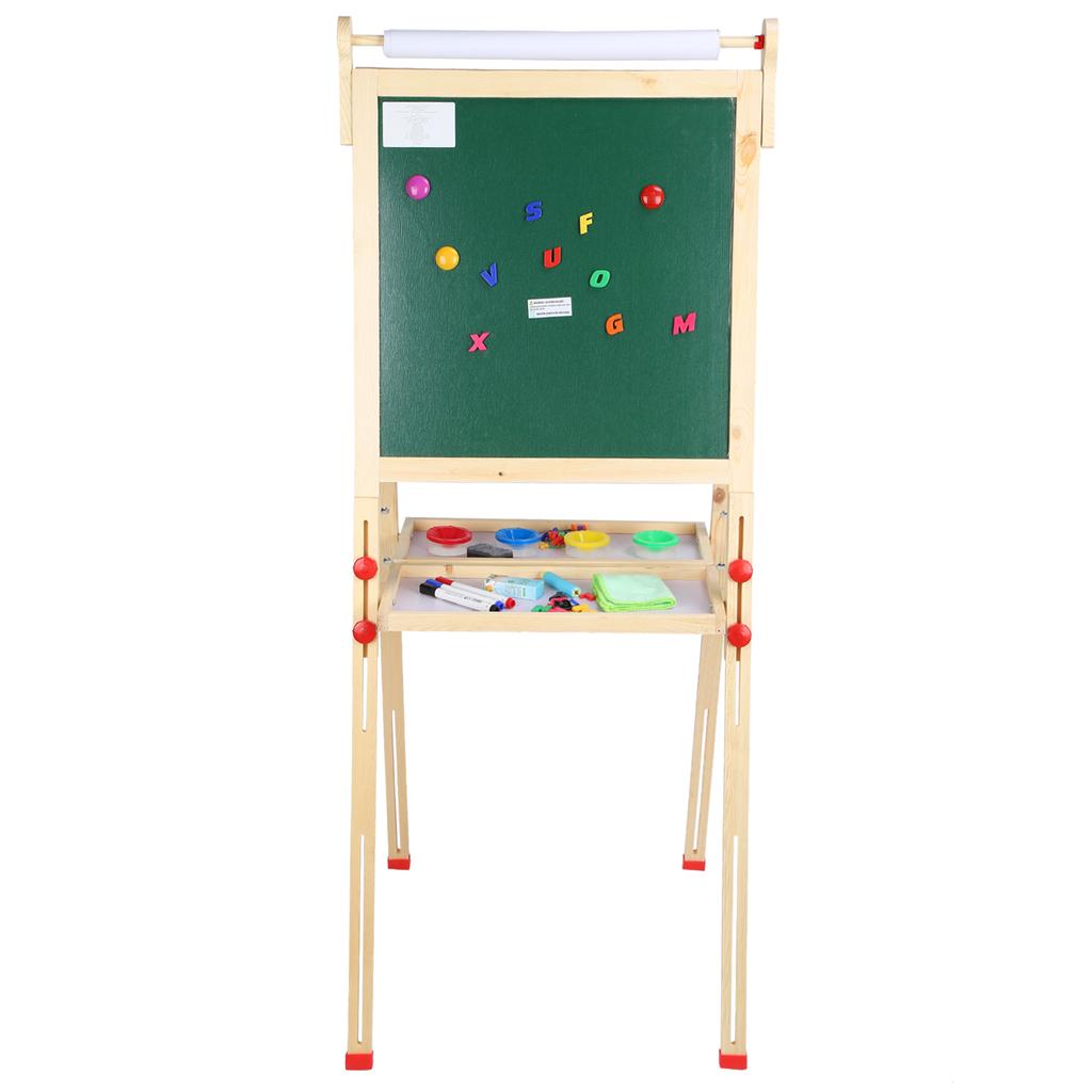 Children Double Sided Drawing Easel Height Adjustable Whiteboard Blackboard Accessory Set