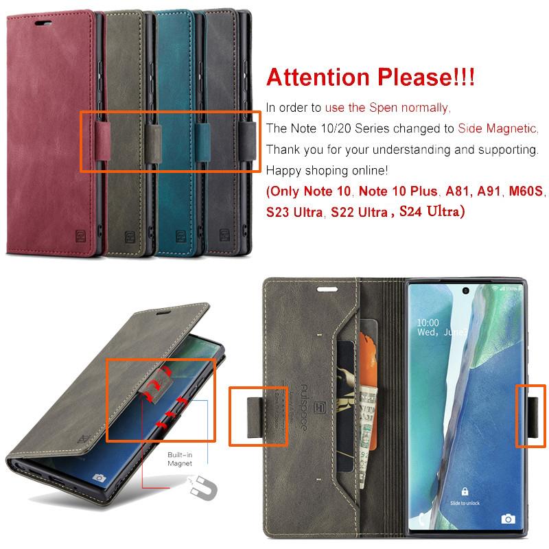Магнитный кожаный чехол для телефона для Samsung Galaxy S25 Edge S24 S23 S22 S21 Ultra S20 FE S10 Plus Note 20 Чехол-книжка с отделением для карт