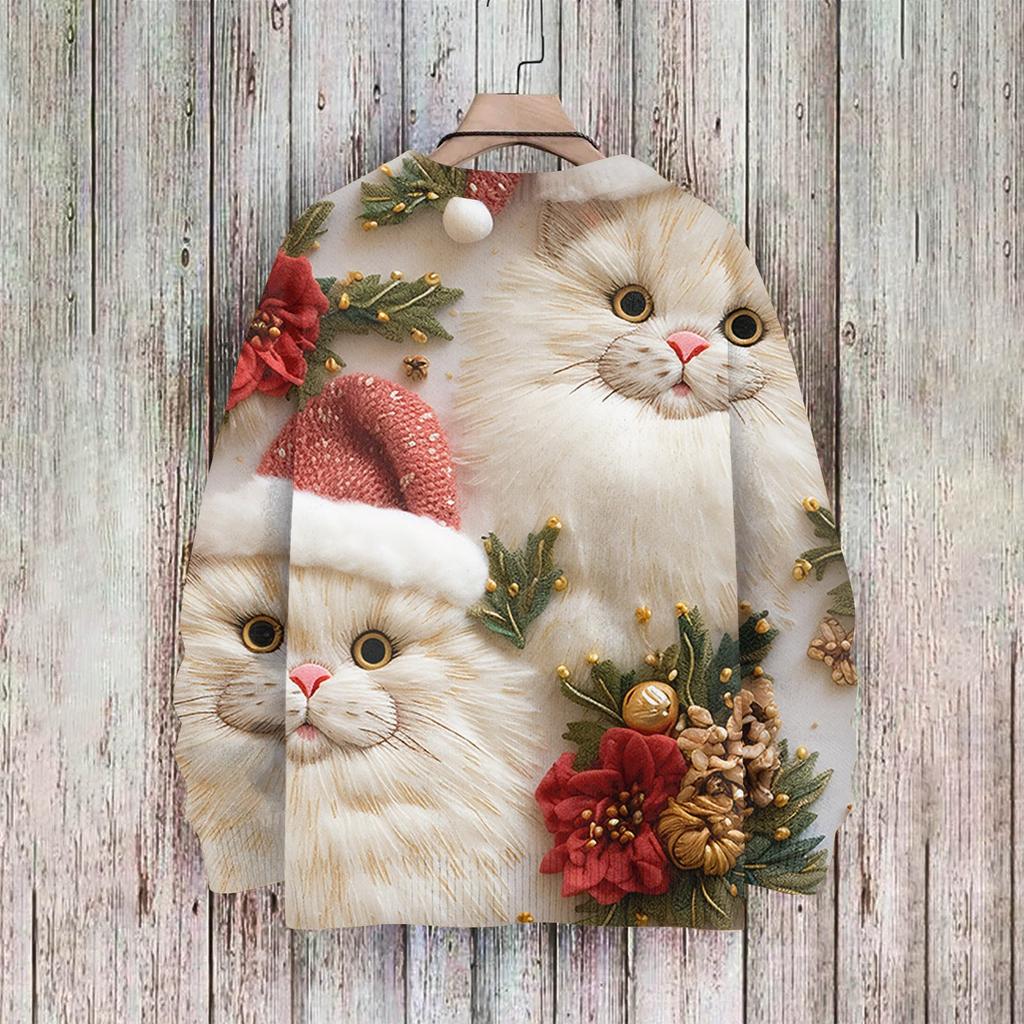 Men's Christmas Print Faux Sweater, Crewneck Sweatshirt, Loose Long-sleeved Top