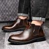 Осенне-зимние ретро-ботинки для мужчин, модные качественные кожаные рабочие ботинки, мужские коричневые ботильоны без застежек, повседневные мужские ботинки Botas Masculino
