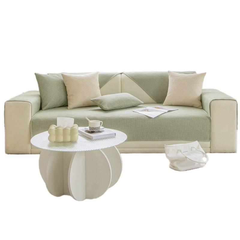 Waffle Sofa Cover Non-slip Solid Color Sofa Mat Four Seasons Universal Sofa Cushion Cover Same Model Pillowcase