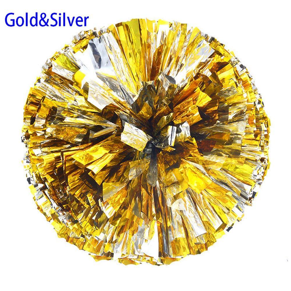 28cm Double Hole Finger Ring Style Cheerleader Pom Poms Metallic Streamer Club Sport Supplies Dance Party Decorator Tools