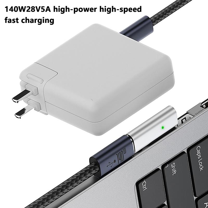 140W Type C Magnetic Adapter For Apple Magsafe 1/2/3 For Macbook Air Pro 90Degree Elbow Usb C Female Fast Charging Converter