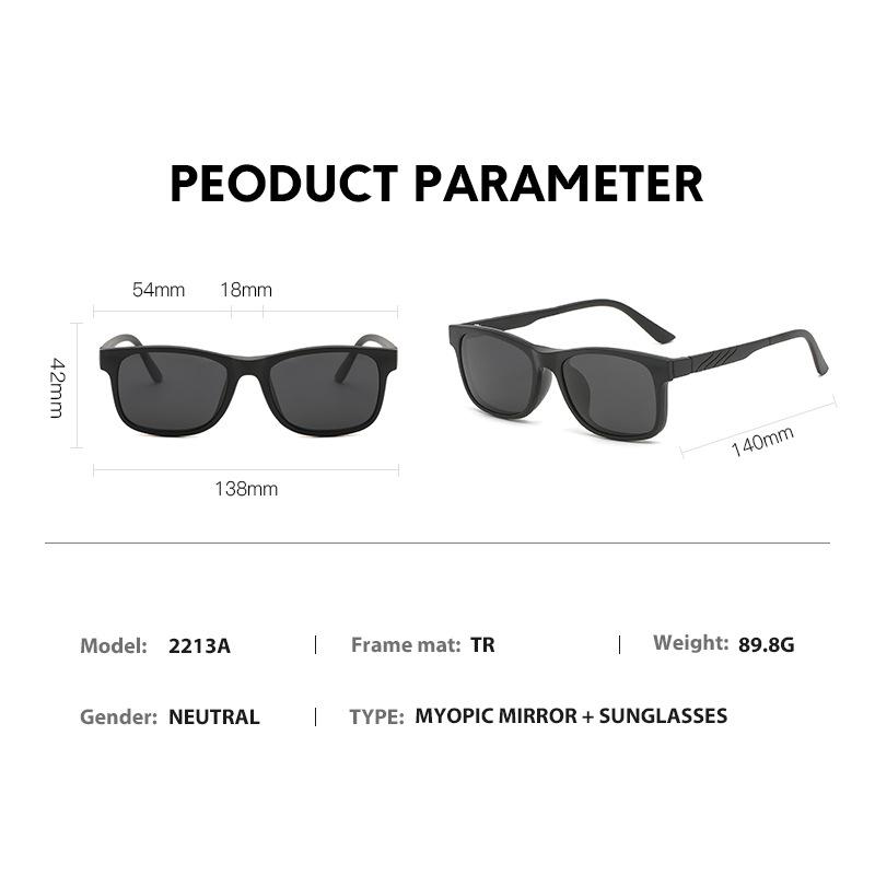 Unisex Retro Sunglasses Set with 5 Magnetic Interchangeable Lenses, Clip-On, In Stock 2213