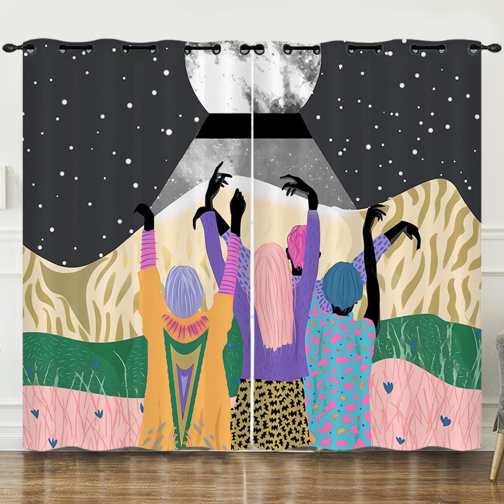 Шторы Солнце и Луна Helios 3D Цифровая печать Затемняющая штора на люверсах