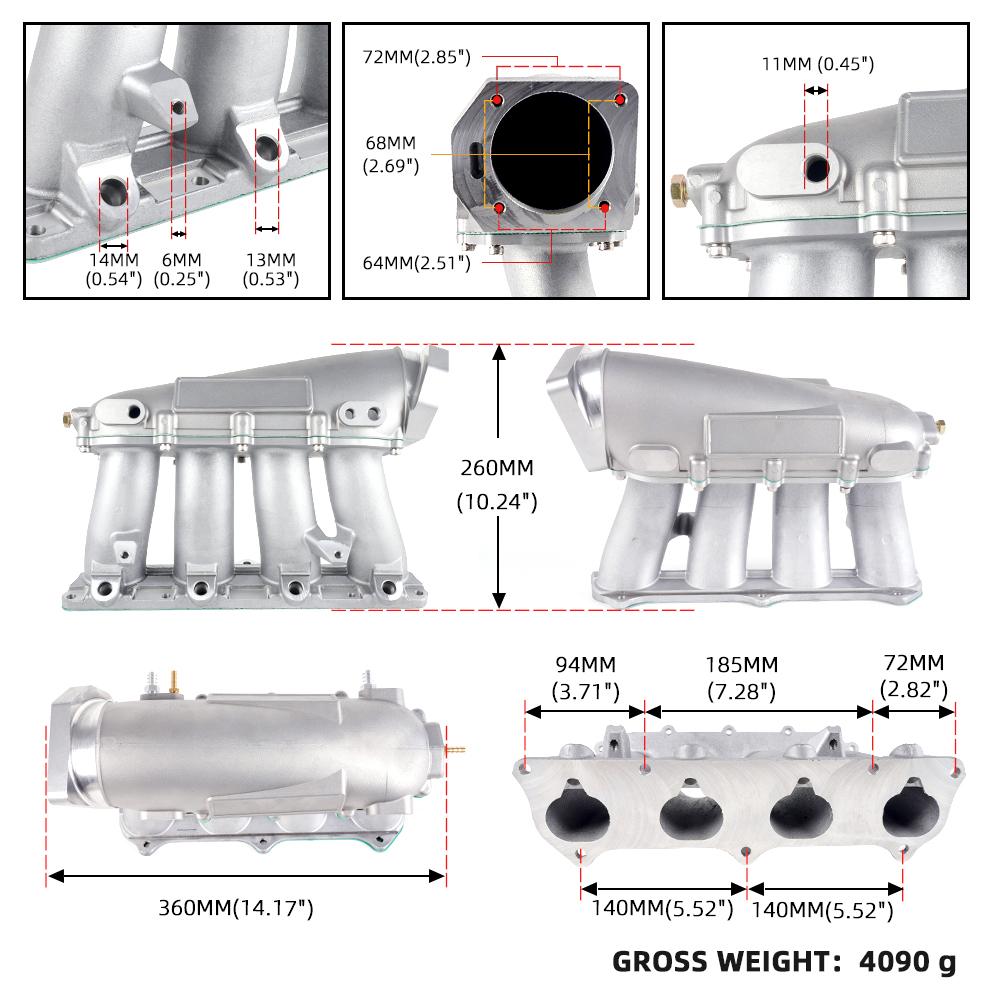 RASTP-Новый Впускной коллектор серии Ultra Street для двигателей Honda K20A/A2/A3 K24 RS-CR1849