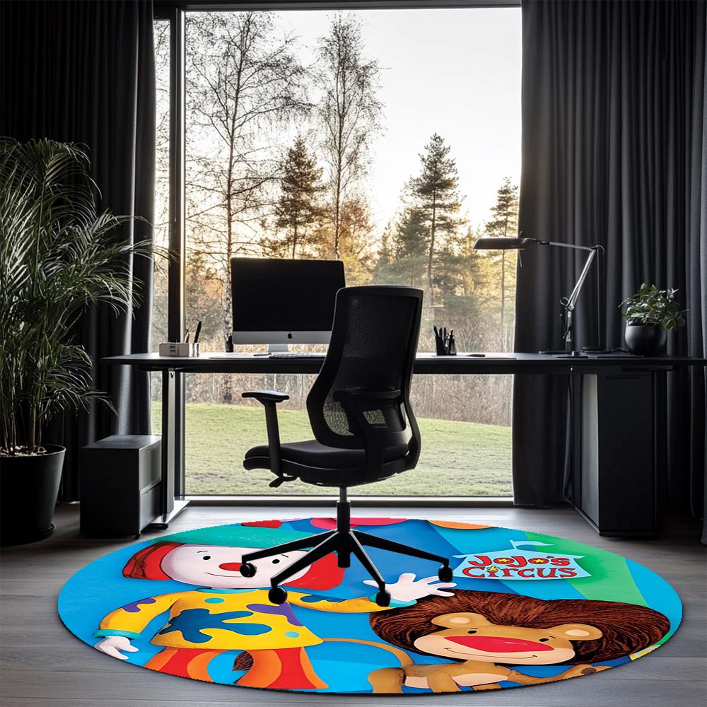 JoJo's Circus Printed Round Rug Carpet Chair Rug Area Rug Entryway Doormats,for Office Chair Living Room Bedroom Kitchen Room.