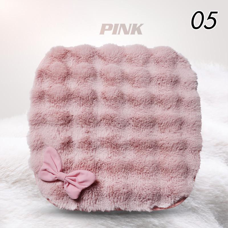 Женский плюшевый чехол для сиденья автомобиля с бантом, милый, для девочек, зимняя теплая автомобильная подушка, подголовник с бантом, подушка для талии, аксессуары для салона автомобиля