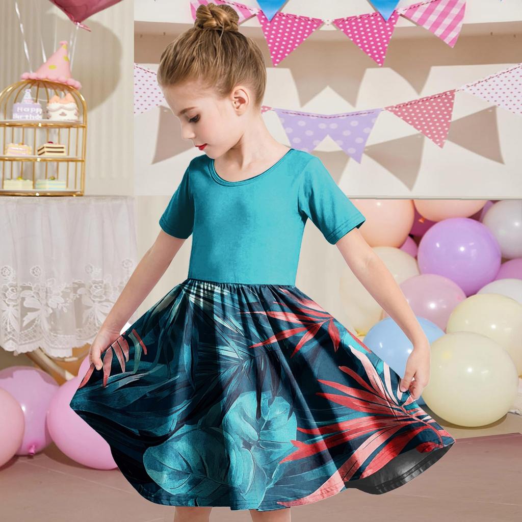 Летнее платье для девочек, платье для малышей, однотонное повседневное платье-футболка с коротким рукавом А-силуэта