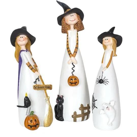 Halloween Witch Resin Statue Desktop Ornament Home Resin Statue Super Halloween Cute Decorative Decor Witch Crafts Decorati