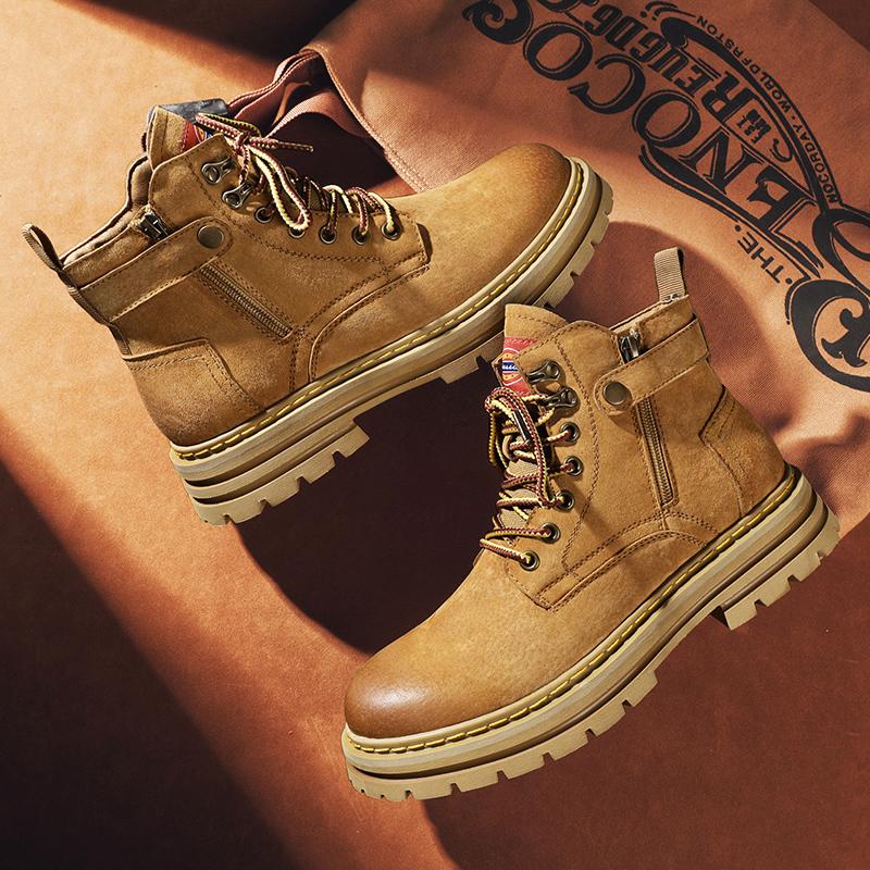 Высокие мужские ботинки, высококачественные мотоциклетные ботинки, зимние меховые теплые кожаные ботинки, повседневные уличные короткие ботинки, рабочая обувь