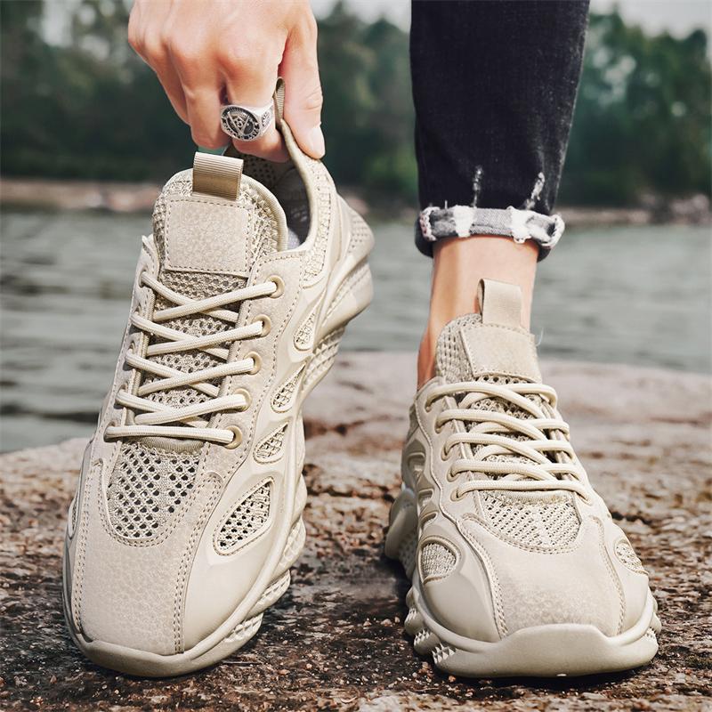 Men'S Water Shoes Outdoor Anti Slip Quick Drying Waterproof Shoes Summer Mesh Breath Lace Up Sneakers Sandals For Man Platform