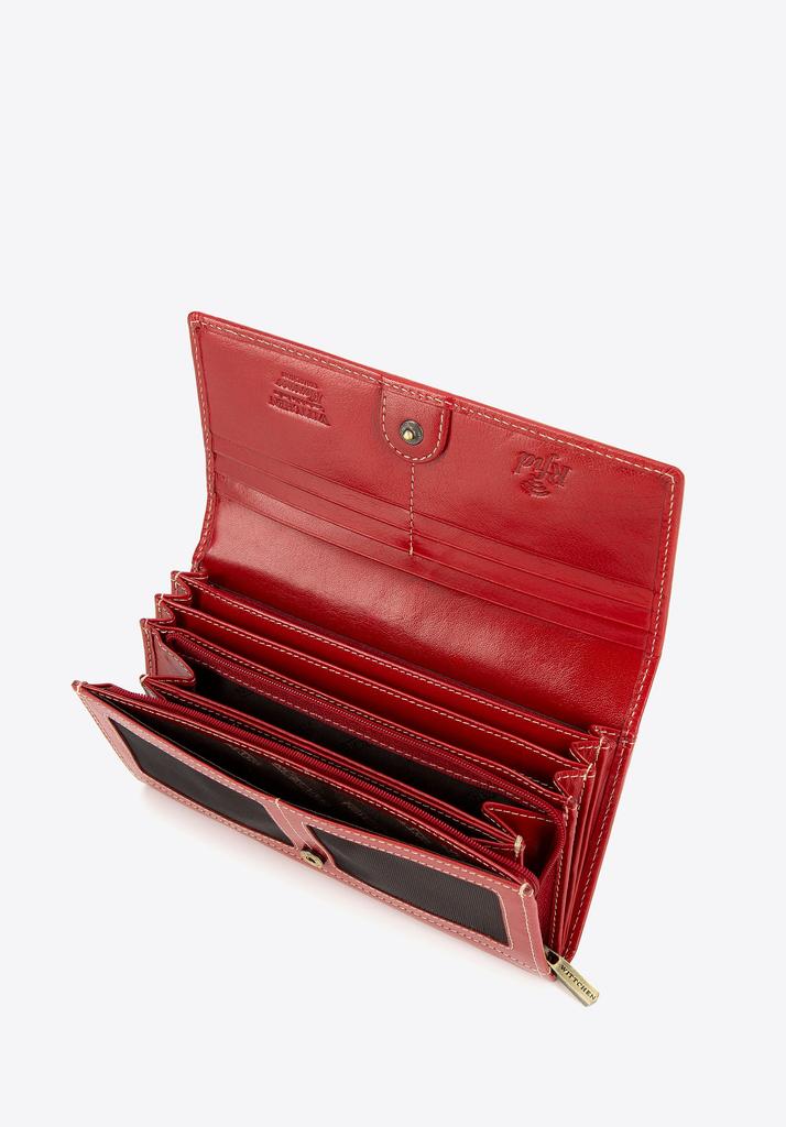 Wittchen Women's Leather Wallet With Horizontal Stitching, Red, Natural Leather