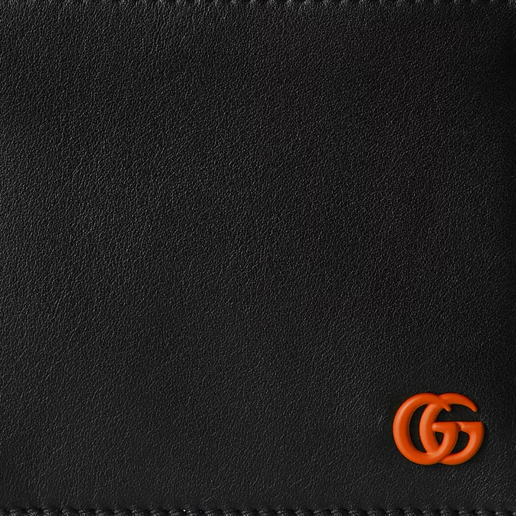 GUCCI GG Marmont Leather Wallet Men's Black & Orange 835047-AAE1V-1059
