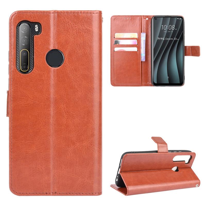 Флип-чехол для HTC Desire 20 Pro Кожаный чехол [Flip Vintage Leather] Ударопрочный прочный ретро-чехол для телефона