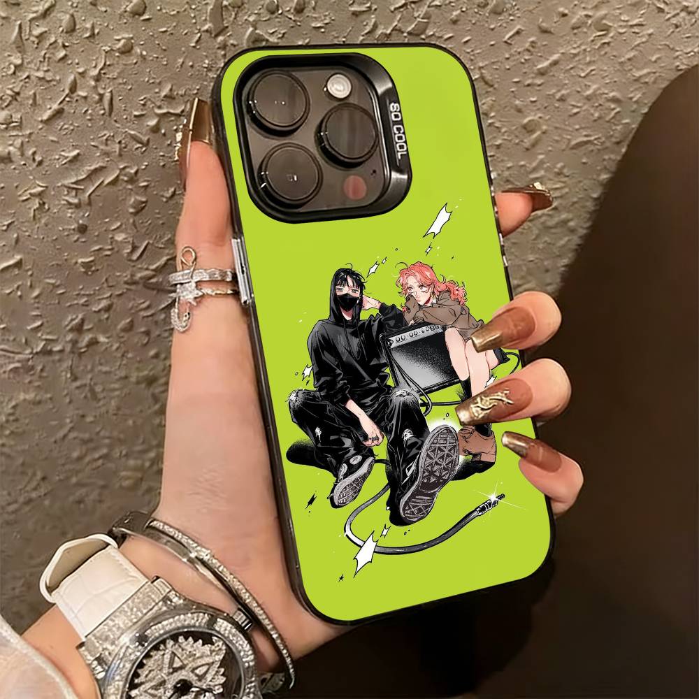 KiniOto Manga The Green Yuri Guy Phone Case For iPhone 17,16,15,14,13,12,11 Plus,Pro Max,XS,Colored Silver Plated Inside Cover