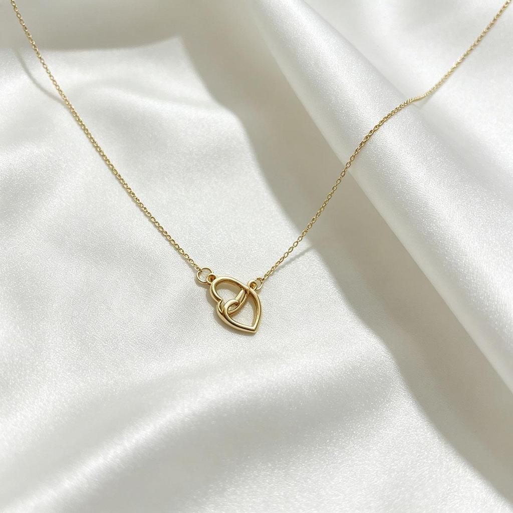 Japanese-Korean Minimalist Elegant Heart-to-Heart Necklace for Women, Love Double Buckle Necklace, Double Ring Necklace