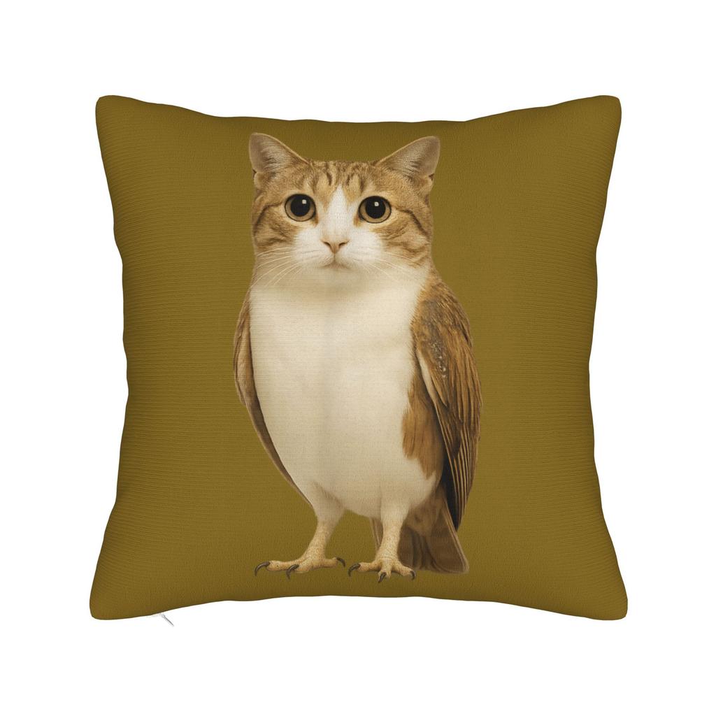 My Spirit Animal Funny Meowl Cat Owl Pillowcase Printed Cushion Cover Gift Meme Brainrot Throw Pillow Case Cover Home Zippered