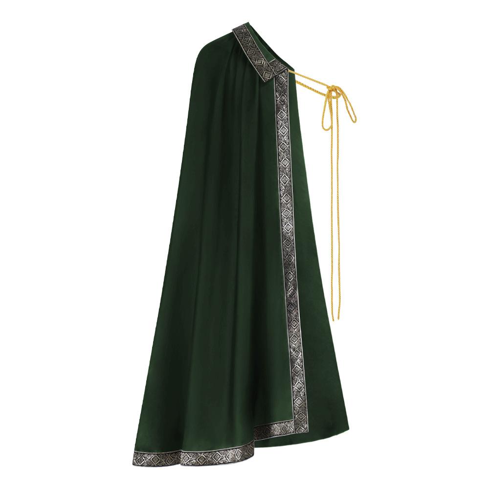 Medieval Renaissance Lace Short Knight Cape Cloak Vintage Shoulder Cape Stage Performance Costume with Brooch