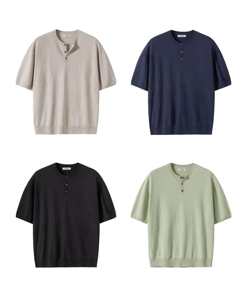 BRENSON Стильная washable футболка-henley с коротким рукавом и вырезом-henley ( 5 цветов )