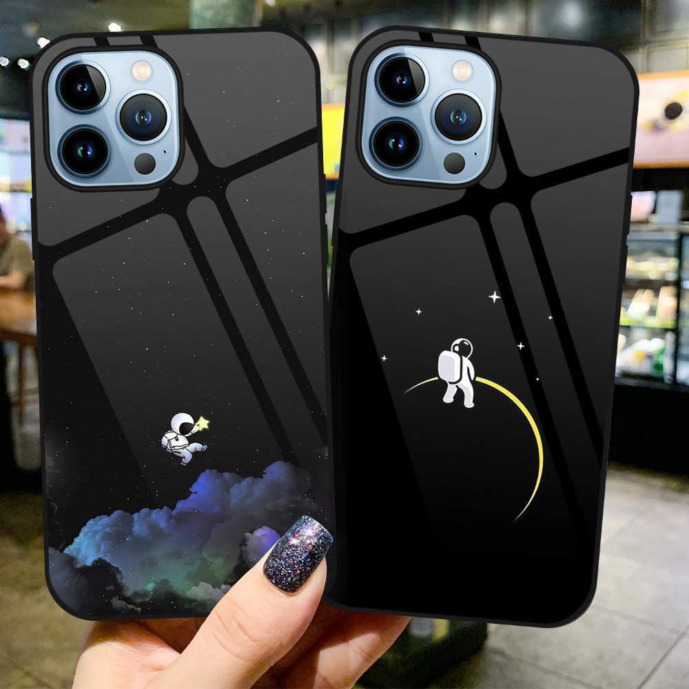 Милый чехол с изображением космонавта из закаленного стекла для Iphone 14 13 11 12 Pro Max Mini Xs Xr X 7 8 6s Plus Se 2022, защитный чехол, чехол