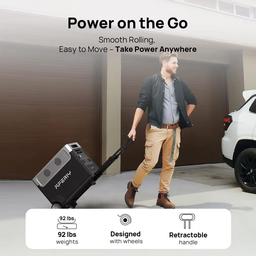 AFERIY 3600 Вт Портативная электростанция Солнечный генератор 3840 Втч Аккумулятор LiFePO4 Домашний резервный источник питания Для кемпинга на открытом воздухе Мобильное питание Power Bank