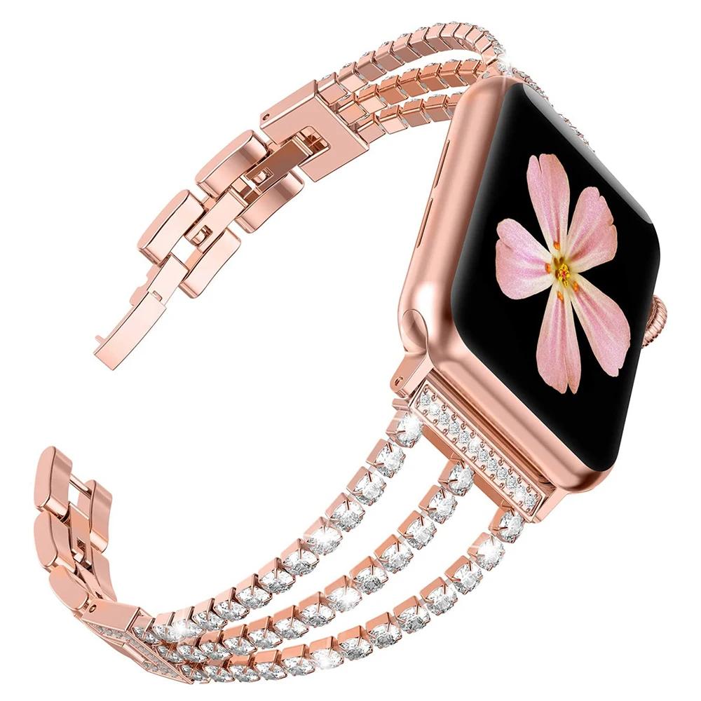 Diamond Strap for Apple Watch Ultra Band 49mm 45mm 41mm 44mm 40mm 42mm 38mm Women Metal Bracelet Iwatch Series 8 6 5 4 3 Se 7