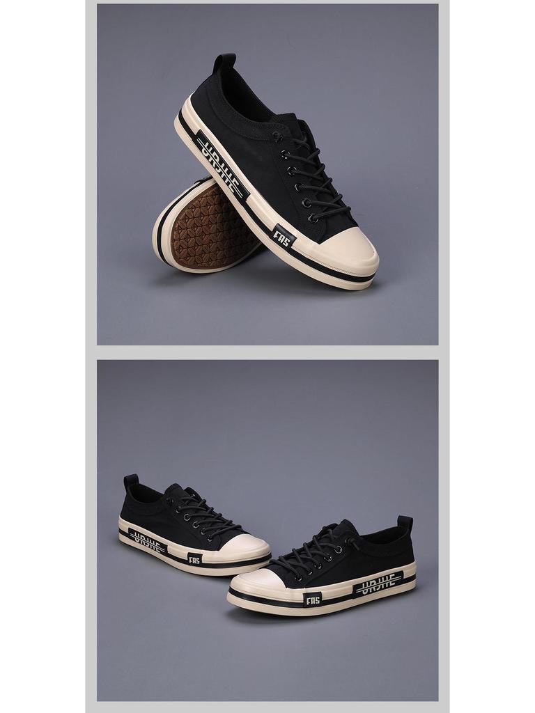 2025 Summer Men's Low-Top Color Block Canvas Slip-On Skate Shoes