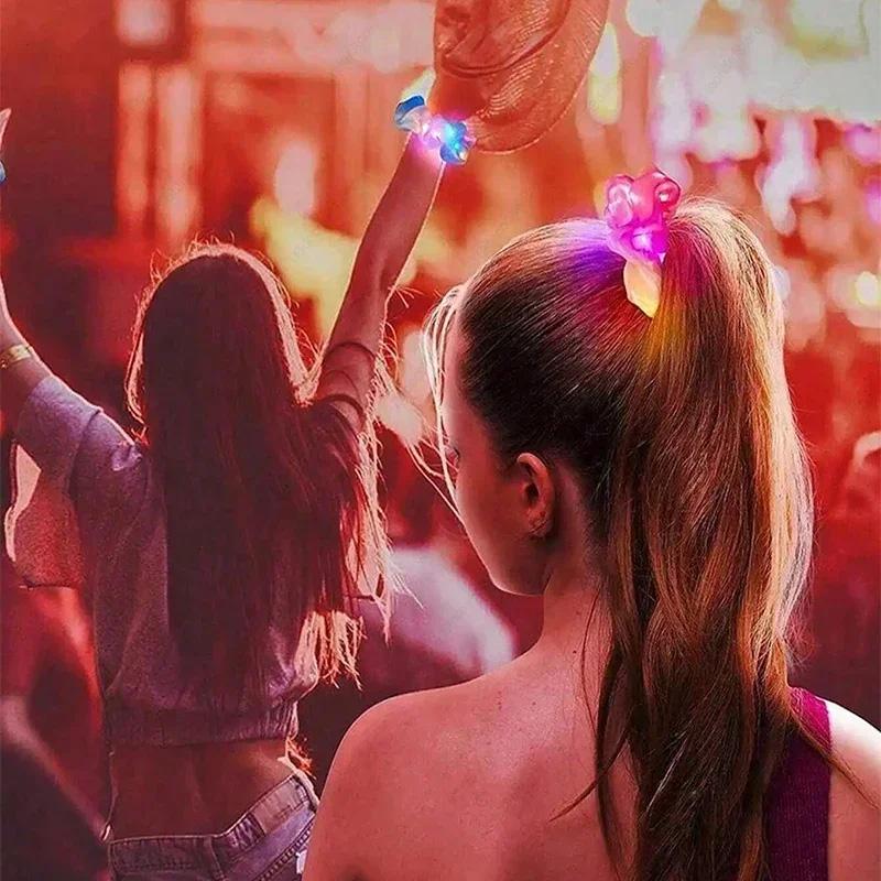 1Pc Hair Accessories Festival Party Light-up Glow Effects Women Hair Rope Fashion LED Hair Tie Scrunchie
