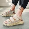 New Platform Sandals 2024 Soft PU Beach Shoes Sports Shoes Men's Comfortable Shoes Light Casual Slippers Black and White